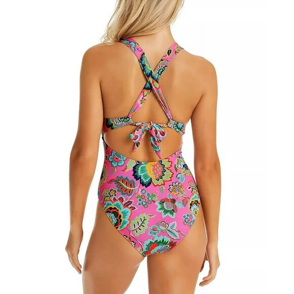 Jessica Simpson Rosie Bushes One-Piece Swimsuit Lip Gloss Pink M - Picture 6 of 10